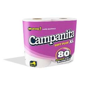 CAMPANITA HIGIENICO XL SOFT PLUS 80MTS 10X4