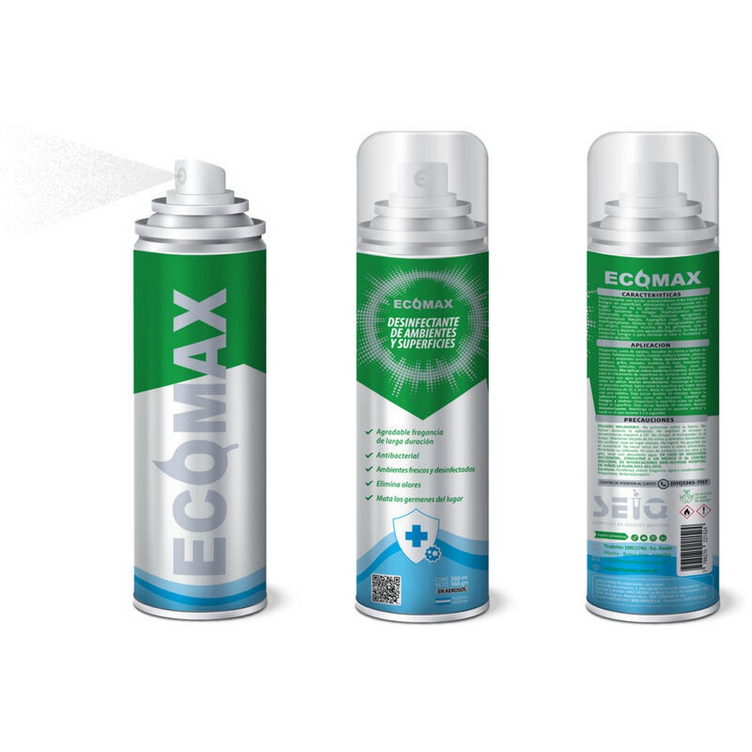 ECOMAX AERO DESINFECTANTE DE AMBIENTES Y SUPERFICIES x 366g